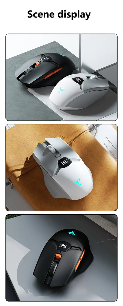 Rato Gaming Sem Fios Warvank SX01 com Ecrã Inteligente, Ajuste DPI de 6 Velocidades, Bateria Recarregável de 600mAh e Bluetooth Silencioso para Escritório