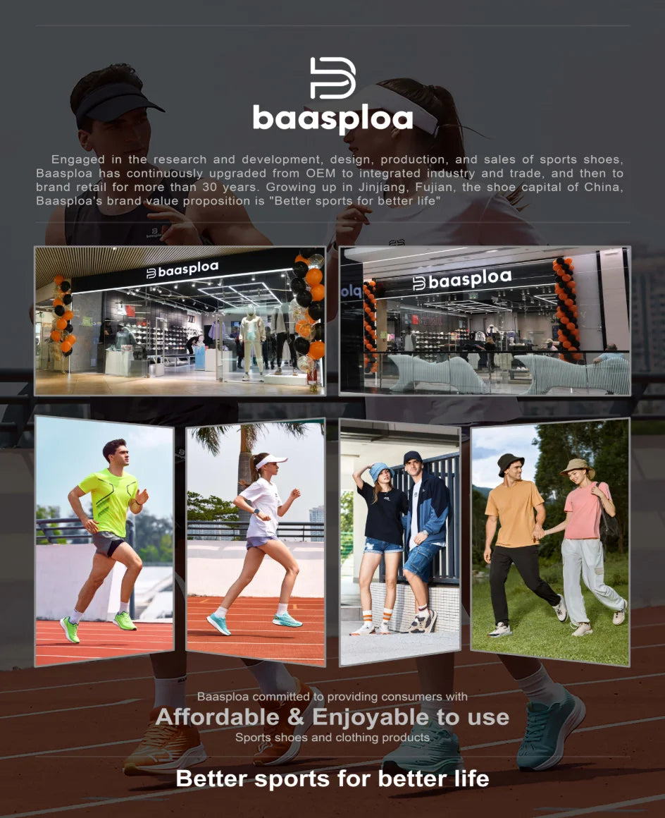 Baasploa New Men Running Shoes Outdoor Casual Lightweight Breathable Sneakers Male Cushioning Non-Slip Vintage Sports Shoes