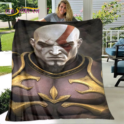 Game God of War Gamers Soft Plush Blanket,Flannel Blanket Throw Blanket for Living Room Bedroom Bed Sofa Picnic Cover Bettdecke