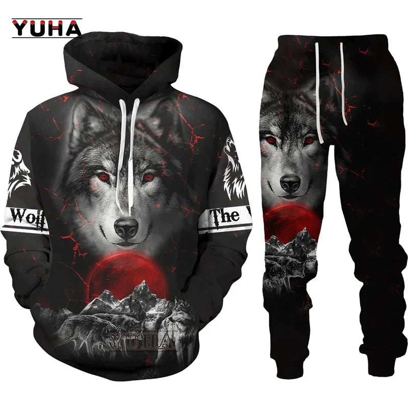3D-bedruckter Wolf-Hoodie Unisex – cooler Pullover mit Tiergrafik, Sweatshirt für Herren-Streetwear