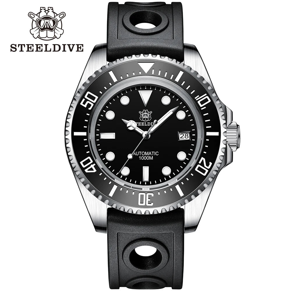SD1964 STEELDIVE 1000M Waterproof 45.4MM Big Water Ghost Watch For Men Super BGW9 Blue Luminous Dive Watch with Valve