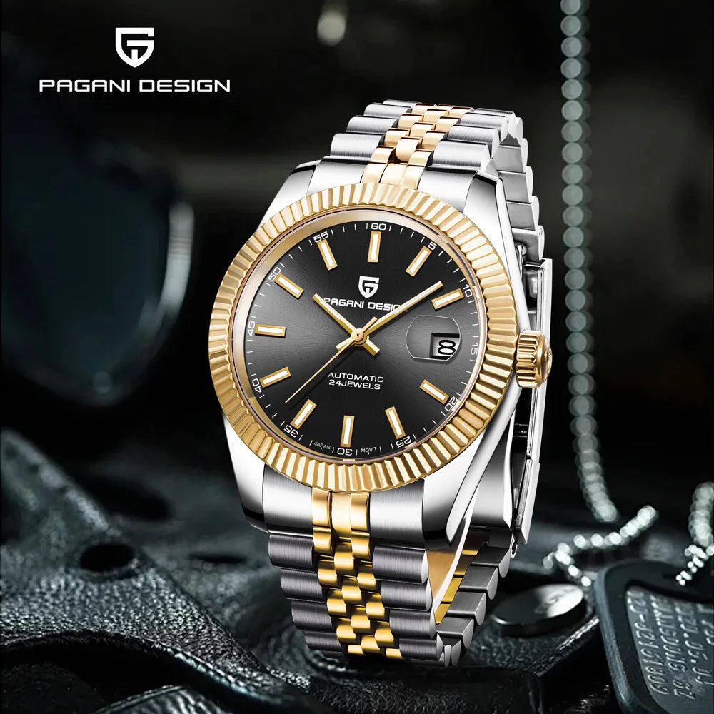 Relojes PAGANI DESIGN 2026 nuevos de lujo en oro y plata, relojes mecánicos para hombre, acero inoxidable, cristal de zafiro, reloj automático