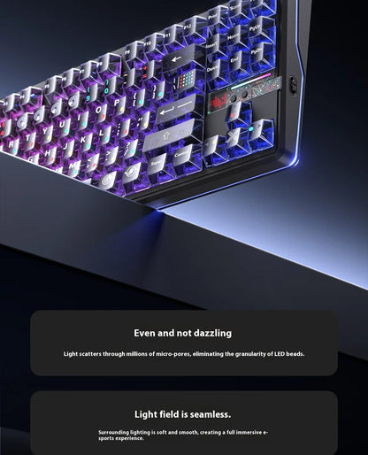 Teclado Mecânico AULA F87 Pro V2, 3 Modos Sem Fios, Bateria de Longa Duração 12000mAh, Hot-Swap, RGB Personalizável, Teclado E-Sports para PC Gaming