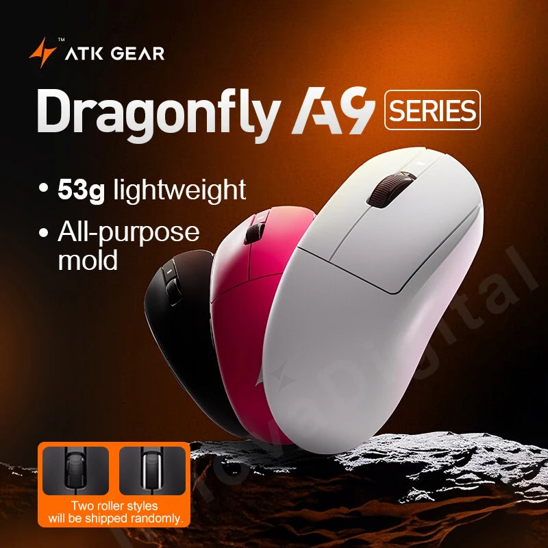 ATK Dragonfly A9 Ultra langaton pelihiiri PAW3950 ultrakevyt kolmitilainen ergonominen e-urheilun FPS-hiiri pelaajille A9 SE Plus