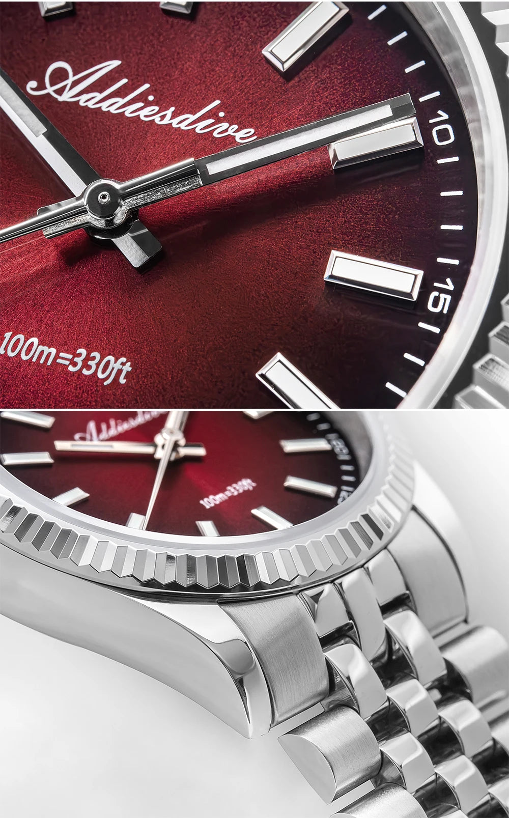 ADDIESDIVE Neue Herrenuhr AD2073, Saphirglas, 36mm, VH31 Sunburst Quarzuhr, 10Bar wasserdichte Taucheruhr, leuchtende Armbanduhr