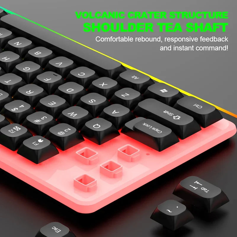 NG GTX350 Set gaming tastiera e mouse per computer e laptop, kit gamer con retroilluminazione LED, tastiera USB cablata GTX350 - Nero
