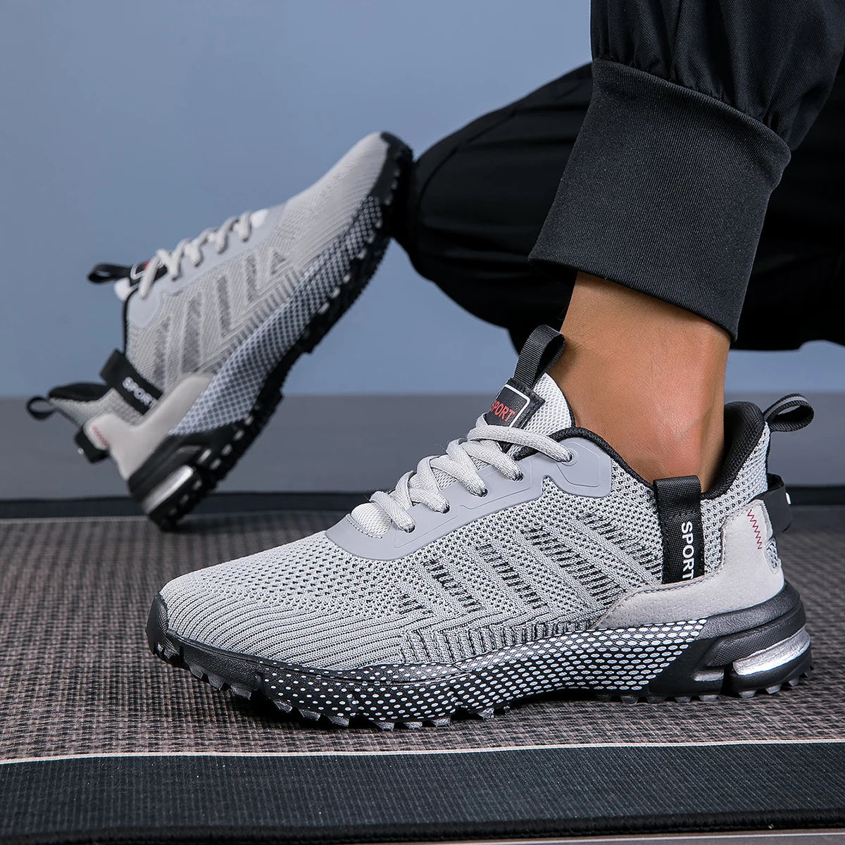 Men's Running Shoes, Lightweight Breathable Jogging Sport Shoes, Male Lace-up Fashion Comfort Non-Slip Casual Sneakers for Men