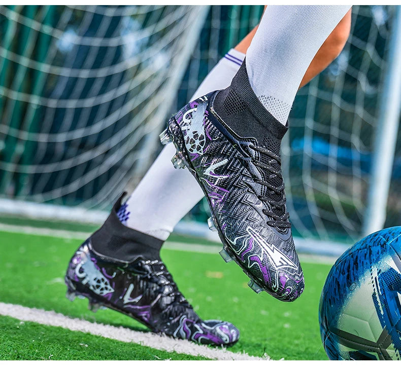 Chuteiras de Futebol de Cano Alto para Homem, para Relva Sintética, Respirantes e Antiderrapantes, Ténis de Treino e Jogo para Desporto ao Ar Livre, Chuteiras de Futebol FG
