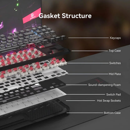 DarKBeacon RGB 87 tasti, tastiera compatta TKL USB cablata, hot-swappable, meccanica silenziosa per Windows, laptop, PC, gaming e lavoro