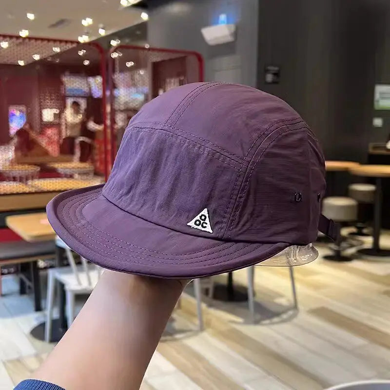 Unisex 5 Panel Camp Cap Quick Dry Waterproof Short Brim Adjustable Lightweight Breathable Cap for Hiking Camping Outdoor Daily