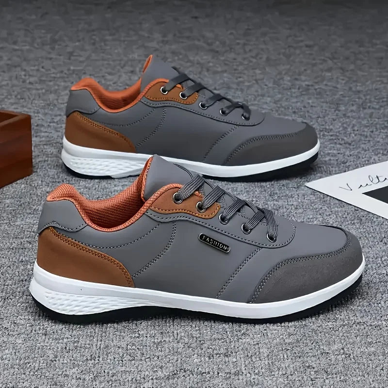 Scarpe da uomo YRZL primavera autunno, sneakers da camminata impermeabili, scarpe sportive casual in pelle antiscivolo, calzature da tennis da uomo