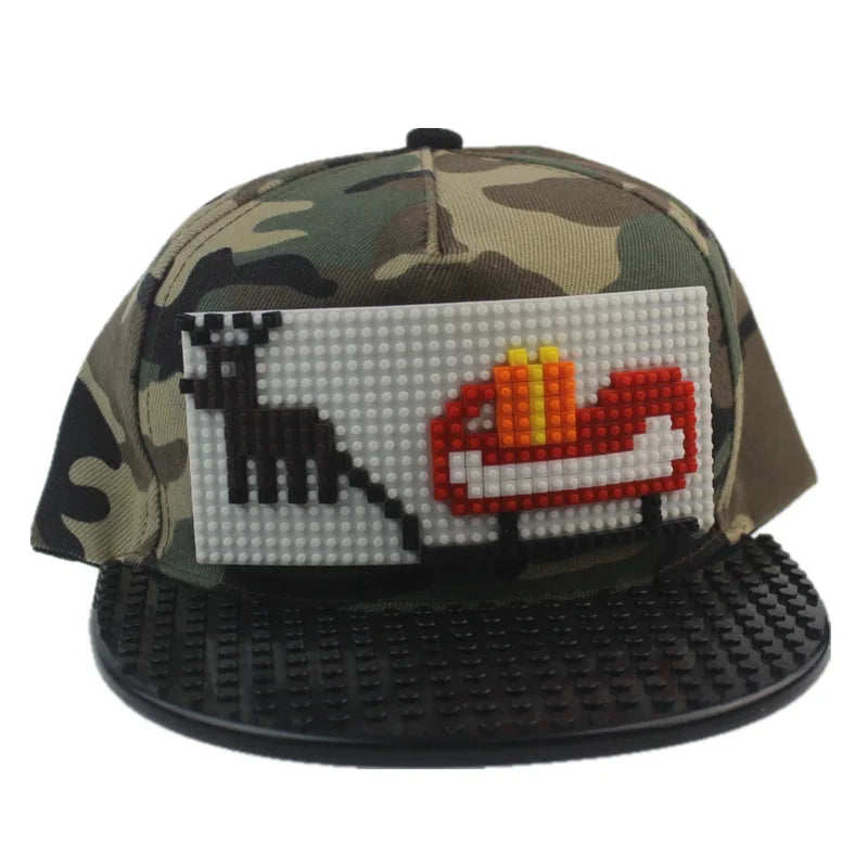 Cartoon Patchwork Baseball Caps DIY Blocks Snapback Hats Hip Hop Hat for Men Women Detachable Pixels Dad Hats Cap Kids Adults