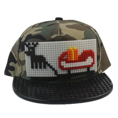 Cartoon Patchwork Baseball Caps DIY Blocks Snapback Hats Hip Hop Hat for Men Women Detachable Pixels Dad Hats Cap Kids Adults