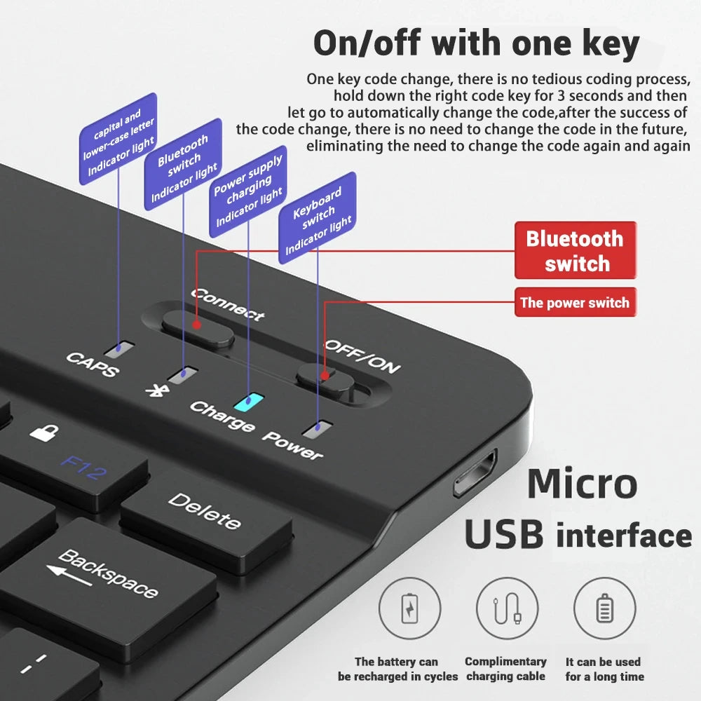 Mini-Bluetooth-Tastatur RGB kabellose Tastatur 10 Zoll beleuchtete Tastatur mit Hintergrundbeleuchtung Touchpad-Tastatur für iOS Android Windows iPad