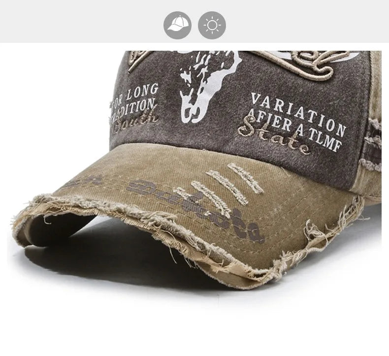 Neue coole Herren-Baseballcap aus gewaschener Baumwolle im Retro-Stil für alle Jahreszeiten – Outdoor-Sportkappe für Herren als Accessoire