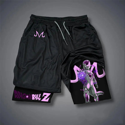 Calções de Desporto Masculinos Americanos Confortáveis de Cinco Pontos, Dupla Camada, Periférico de Anime Dragon Ball GOKU Vegeta, Modelo Mais Recente