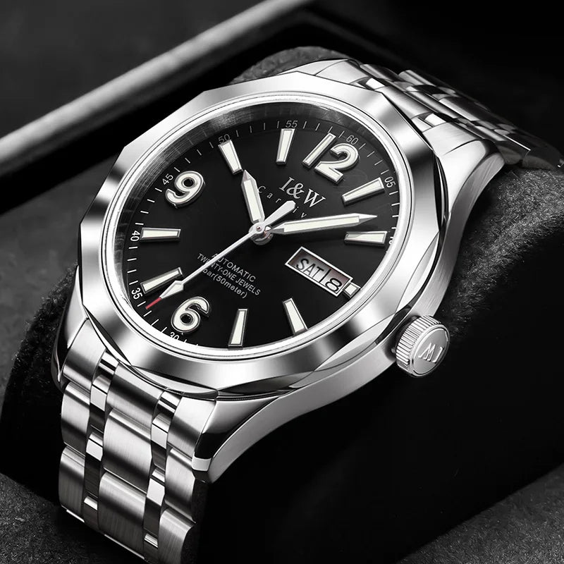 Mechanische Luxusuhr für Herren „Reloj CARNIVAL“ aus Wolfram, Automatikwerk MIYOTA 8205, wasserdicht.
