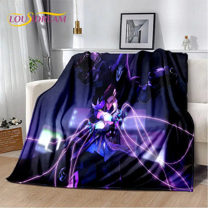 Overwatch Gamer DVA Reaper Manta Macia de Peluche, Manta de Flanela para Sala de Estar, Quarto, Cama, Sofá, Piquenique, Criança, 3D
