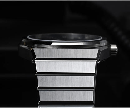 San Martin 39mm Luxury Men Sports Watch Waffle Dial Integrated Bracelet Miyota 90S5 Automatic Mechanical Clear Caseback SN0152