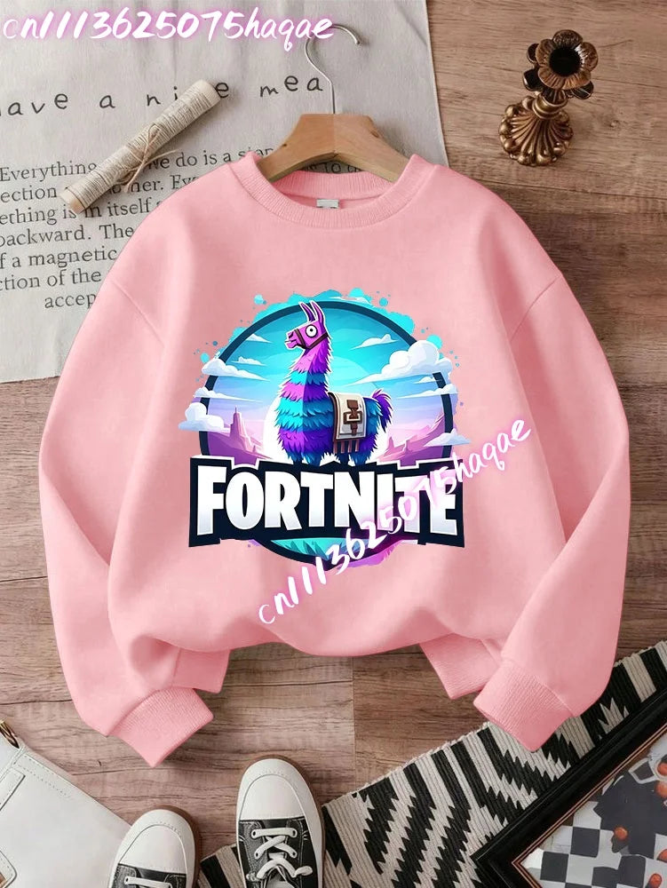 Sweatshirts Fortnite Series para Criança, Modernas para Rapazes e Raparigas, Tops Pullover de Manga Comprida para Outono/Inverno, Roupa Infantil Cartoon, Presentes de Aniversário