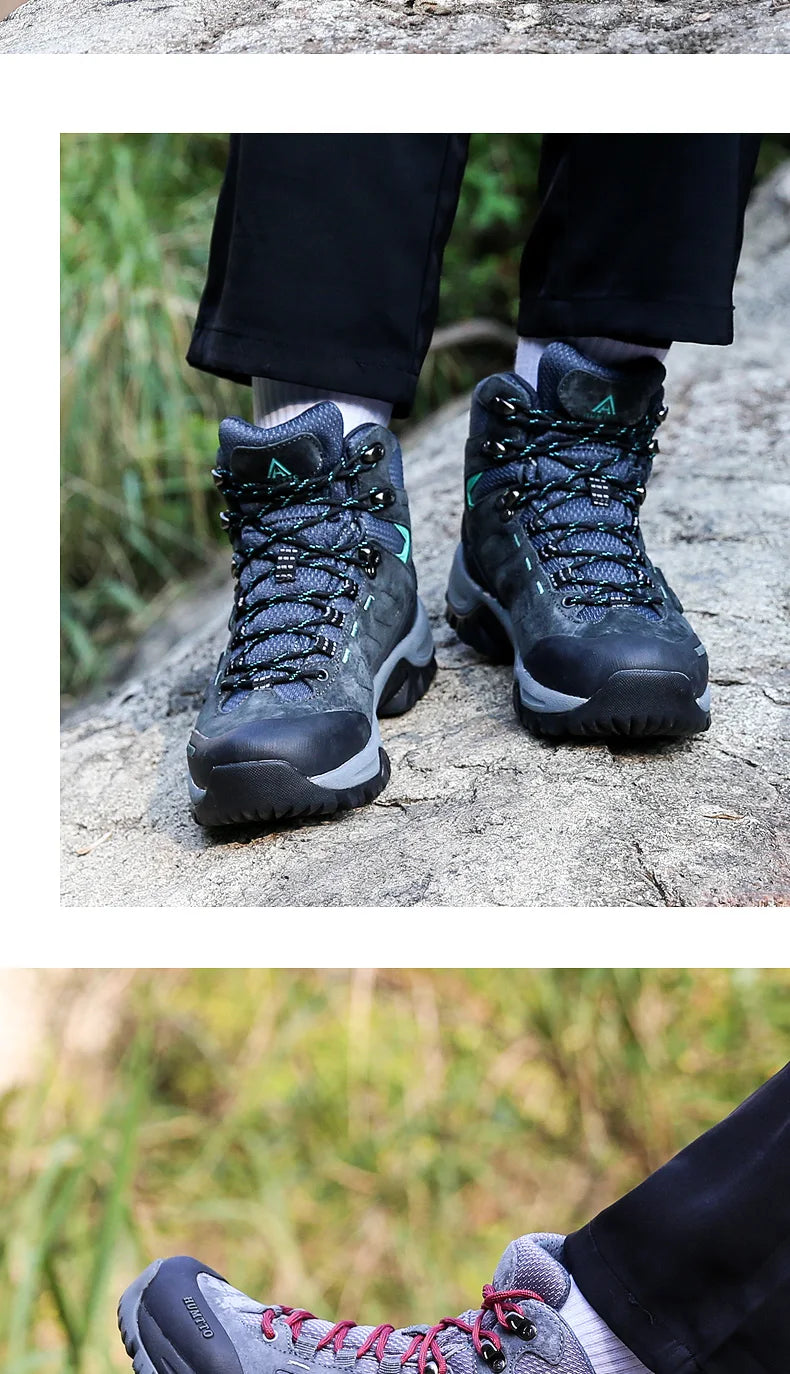 Zapatos de senderismo HUMTTO, botas de caza impermeables para hombre, botas tácticas de combate para desierto hasta el tobillo, botas de trekking para hombre y mujer, zapatillas cálidas de cuero