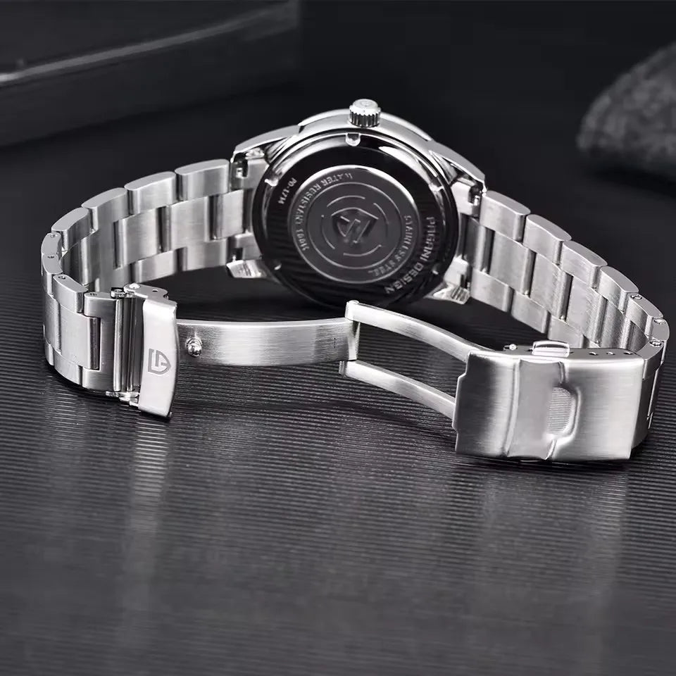 Relógio masculino PAGANI DESIGN 40MM com mostrador de meteorito, quartzo, luxo business, safira, aço inoxidável 316L, resistente à água 100M