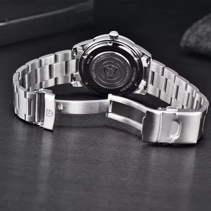 Relógio masculino PAGANI DESIGN 40MM com mostrador de meteorito, quartzo, luxo business, safira, aço inoxidável 316L, resistente à água 100M