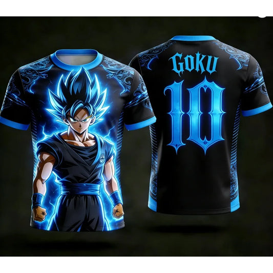 2026 Dragon Ball Licensed Summer Casual Fashion 3D Print T-shirt Goku No.10 Jersey Men's Kid Sports Short-sleeved
