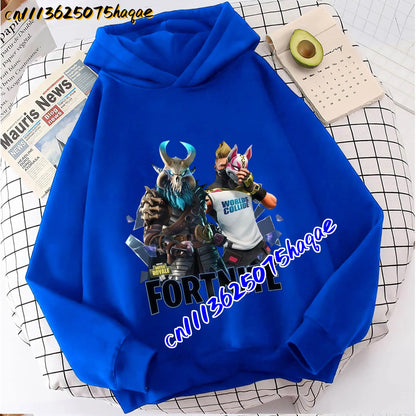 FORTNITED Kinder-Langarm-Hoodie für Mädchen und Jungen, Streetwear, Pullover-Sweatshirt für Babys, Anime-Mode, Kinderoberteil, Geschenk