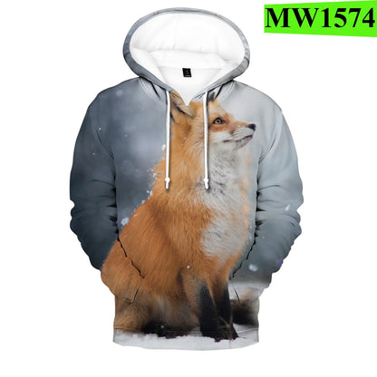 Beliebte Hip-Hop-Novelty-Hoodies und Sweatshirts mit komfortablem Fox-3D-Print für Herren/Damen und Erwachsene/Kinder, lässige Pullover