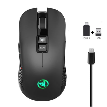 Ratón gaming inalámbrico USB-C 2.4G recargable, 3600DPI, 7 botones, Type-C, silencioso, para Macbook, portátil, PC y ordenador