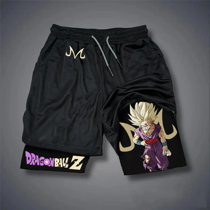 Dragon Ball Peripheral Printing Double-layer Shorts GOKU 2025 American Sports Comfortable Summer Men's Loose Breathable Pants