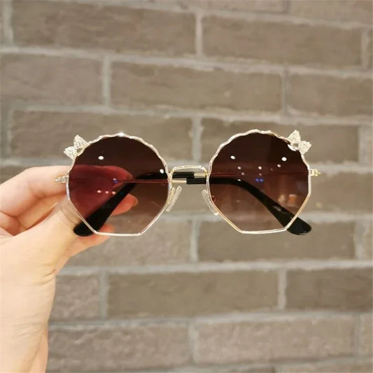 New Fashion Children's Sunglasses Boys and Girls Anti-UV Sun Glasses Baby Cute Bow Little Girl Shell Glasses Metal Frame Eyewear