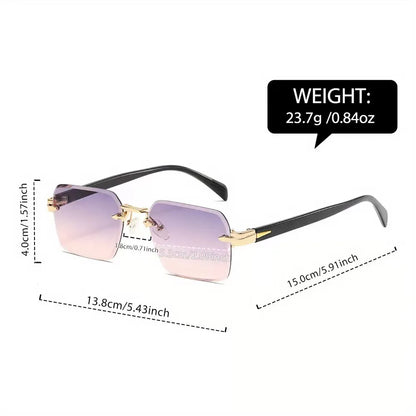 Metal Rimless Sunglasses Metal Hinges Men's Women's Beveled Edge Outdoor UV Protection Eyewear Brand Designer Stylish Glasses
