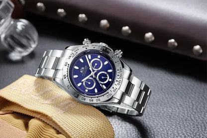 Automatic Watches for Men Mechanical Self Weind Gold Stainless Steel Glacier Ice Blue Chestnut Brown Bezel Reloj Hombre Baratos