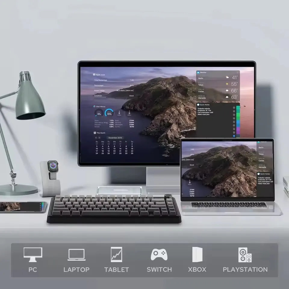 AULA F75 MAX mechanische Gaming-Tastatur 2.4G kabellos/BT/kabelgebundene Tastatur, Hot-Swap, RGB, 75%, 81 Tasten, Büro-Tastatur mit TFT-Bildschirm