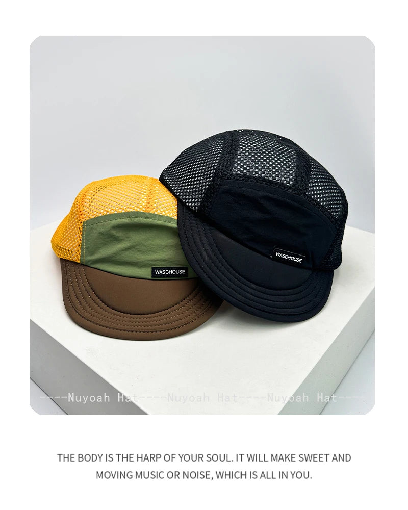 New Unisex Simple Mesh Letter Baseball Hats Sunshade Quick Drying Breathable Short Eave Peaked Caps Versatile Fashion Outdoor