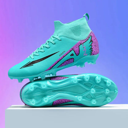 Nouvelles chaussures de football pour hommes, chaussures de football en salle de haute qualité, chaussures de sport, futsal, cheville haute, antidérapantes, ultralégères, antidérapantes pour l'extérieur