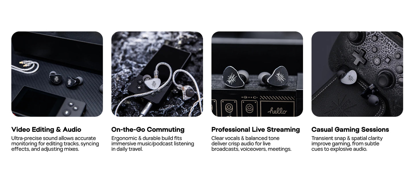 Linsoul Kiwi Ears Belle 10mm DLC Dynamic Driver IEM HiFi Earphones with Precision Meets Exciting Sound Signature