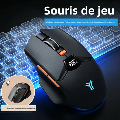 Mouse Bluetooth wireless con display digitale della batteria, mouse ergonomico silenzioso per PC, laptop e gaming, 2.4G/Bluetooth 5.0