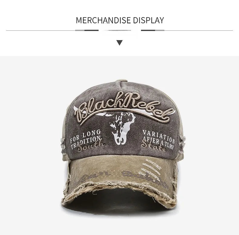 Neue coole Herren-Baseballcap aus gewaschener Baumwolle im Retro-Stil für alle Jahreszeiten – Outdoor-Sportkappe für Herren als Accessoire