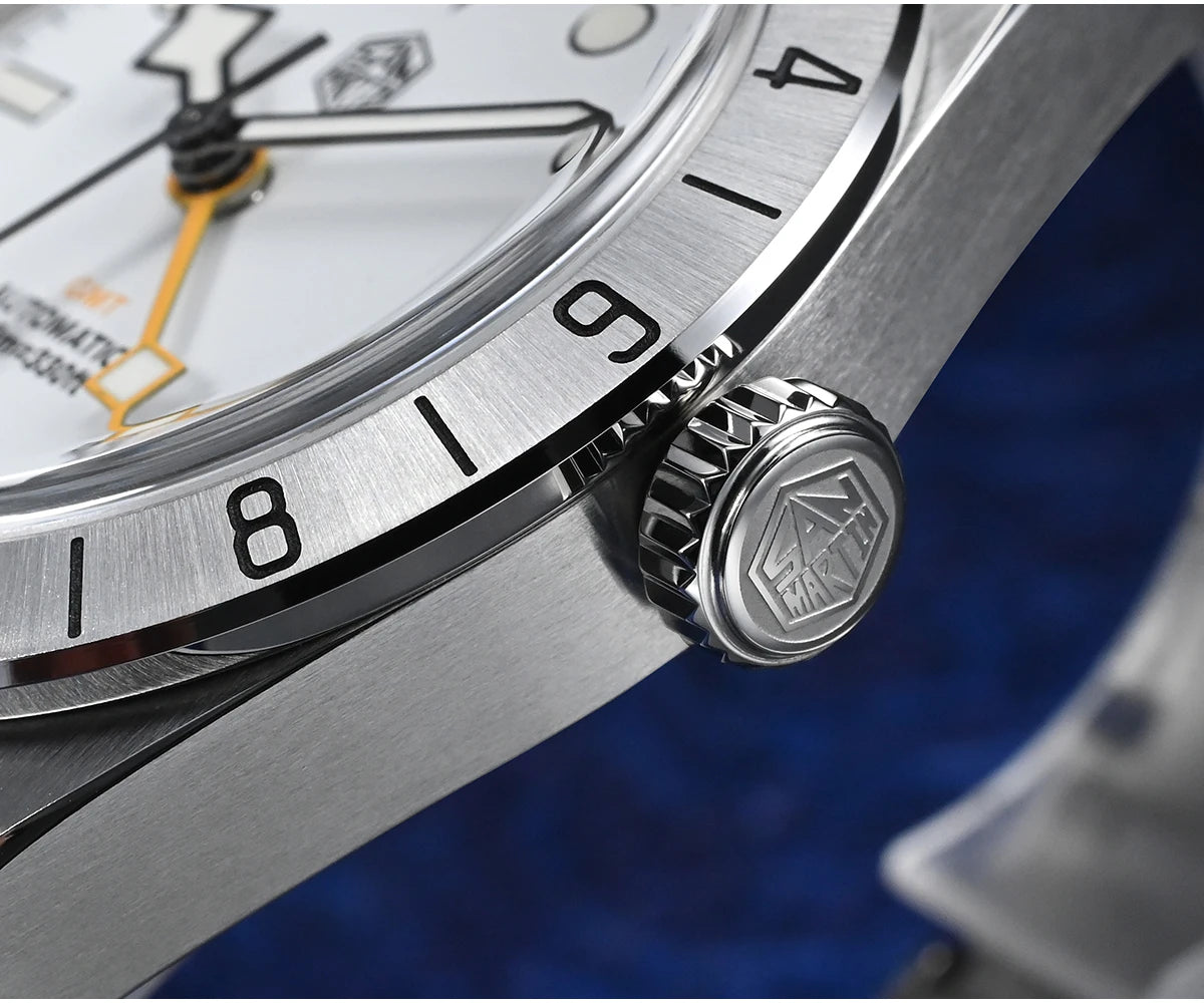 San Martin Neue 39mm NH34 BB GMT Automatikuhr, mechanische Sportuhr, Saphirglas, Leuchtanzeige, wasserdicht bis 100m, für Herren, Relogio SN0054