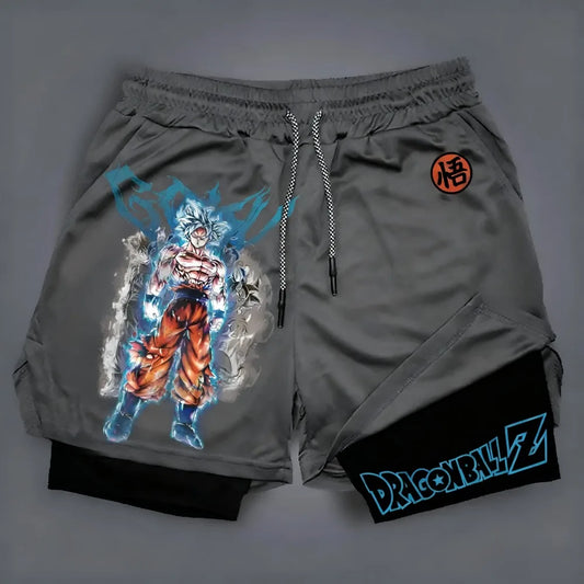 Dragon Ball Anime Goku Peripheral Printed Double-layered Shorts 2025 Summer American Sporty Men's Loose and Breathable Pants