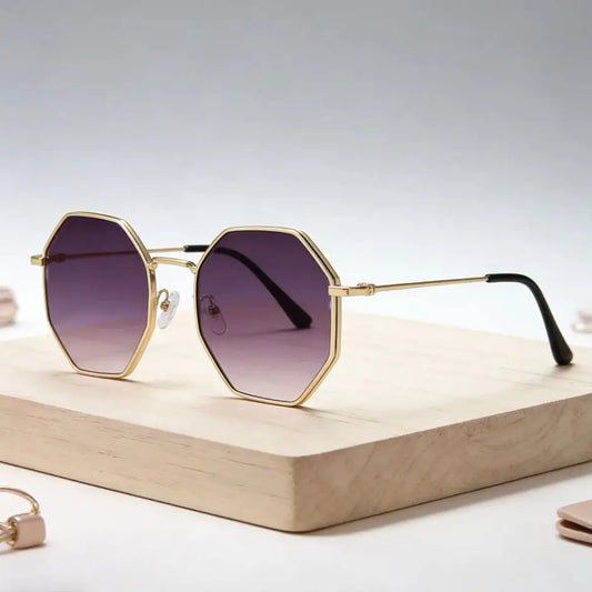 Luxury Square Sunglasses Man Woman Fashion Small Frame Polygon Sun Glasses Metal Vintage Retro Brand Octagon Gafas De Sol UV400