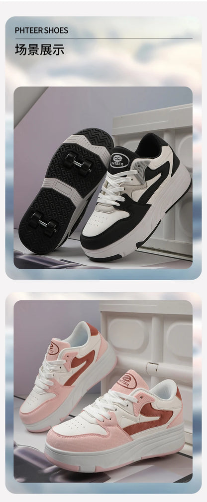 Children's Outdoor Sports Roller Skates Shoes Single Row Wheel kids Sliding Shoes four-Wheel for boys and grils