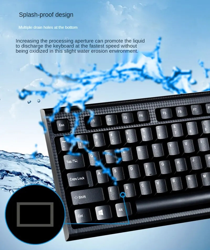 Q9 Einzelne Tastatur, USB-Square-Mouth-Anschluss, für Business, Büro und Zuhause, PS2-Rundanschluss, kabelgebunden, für Desktop-Computer