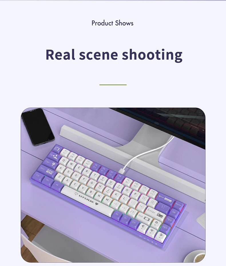 AJAZZ AK680 65% Wireless Mechanical Keyboard ABS Keycap Hot Swap Gamer Keyboard Custom Gasket Gaming Accessories for PC Laptop