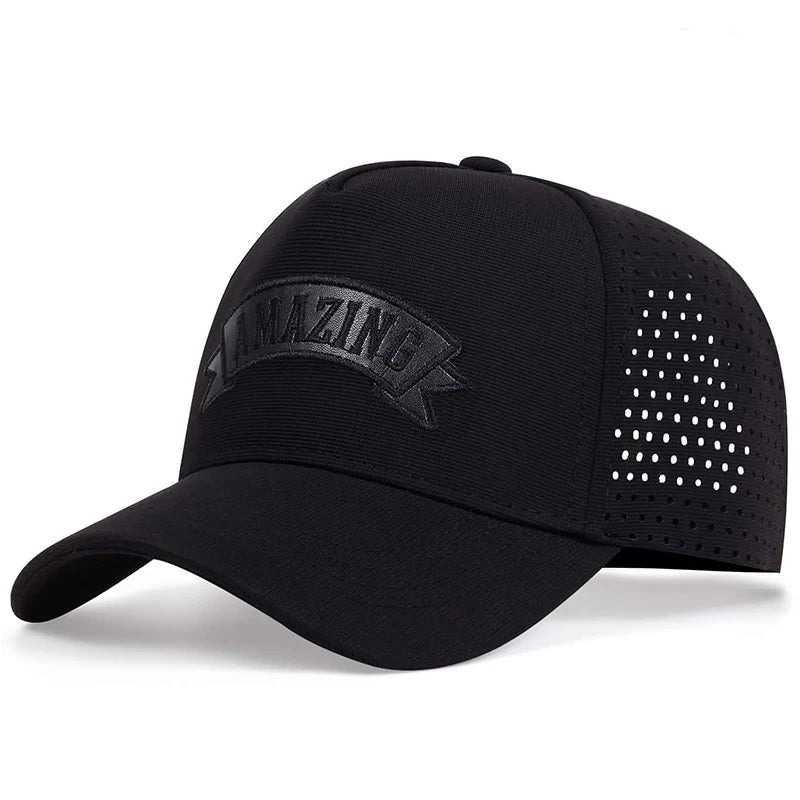 Unisex AMAZING bogstavbroderede baseballkasketter til forår og sommer, udendørs, justerbare, afslappede hatte, solbeskyttelseshatte