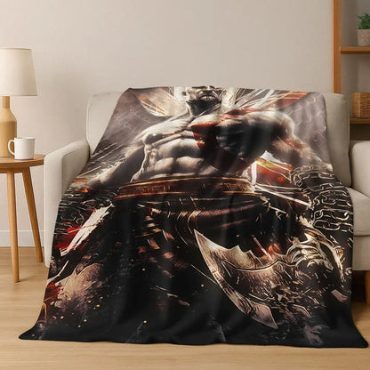 3A Classics God of War Kratos Game Gamer Flannel Blanket,Warm and Cozy Soft Throw Blanket for Home Bedroom Bed Sofa Kid Gift