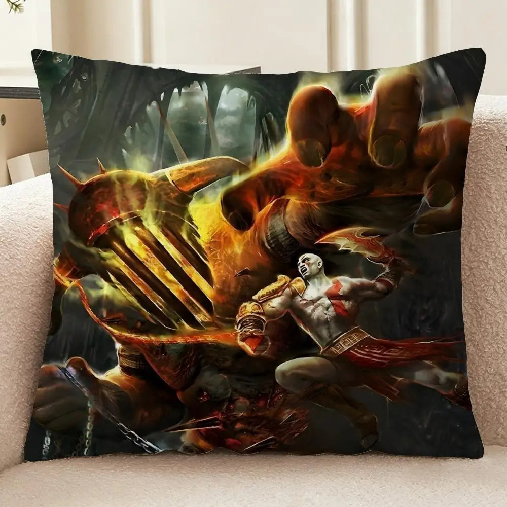 God of War Ragnarok Cushion Cover Washable Linen-Look for Daily Sofa Home Household Room Decor